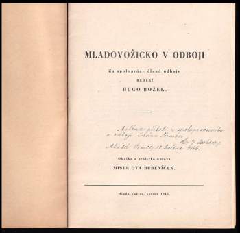 Hugo Božek: Mladovožicko v odboji
