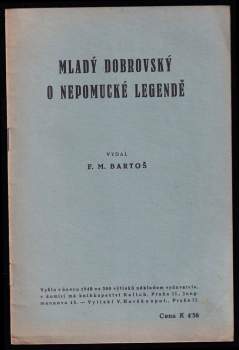 Mladý Dobrovský o Nepomucké legendě