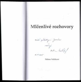 Helena Veličková: Mlčenlivé rozhovory