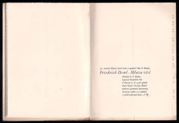 Friedrich Deml: Mluva věcí