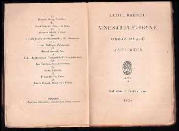 Josef Luděk Brendl: Mnesareté-Fryné