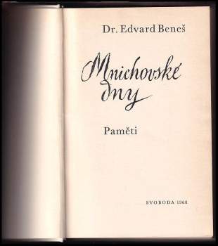 Edvard Beneš: Mnichovské dny