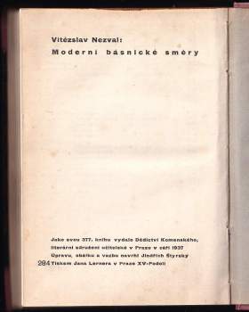 Vítězslav Nezval: Moderní básnické směry