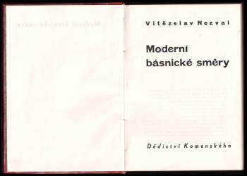 Vítězslav Nezval: Moderní básnické směry