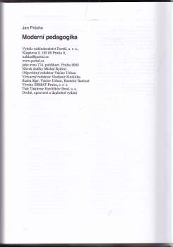 Jan Průcha: Moderní pedagogika