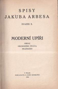 Jakub Arbes: Moderní upíři