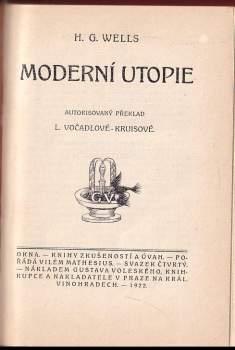 H. G Wells: Moderní utopie