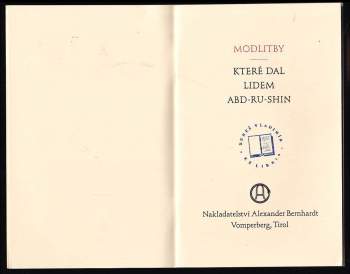 Abd-ru-shin: Modlitby které dal lidem Abd-ru-shin