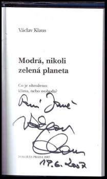 Václav Klaus: Modrá, nikoli zelená planeta