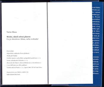 Václav Klaus: Modrá, nikoli zelená planeta