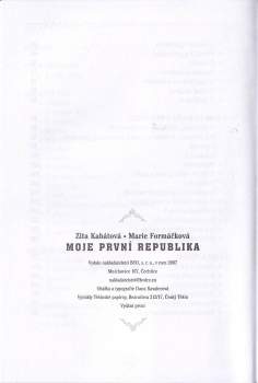 Marie Formáčková: Moje první republika