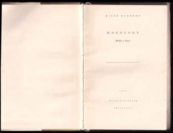 Milan Kundera: Monology