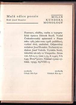 Milan Kundera: Monology