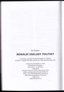 Ian Shapiro: Morální základy politiky