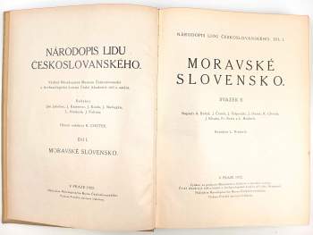 Lubor Niederle: Moravské Slovensko - Díl I., sv. I-II; 3x EX LIBRIS JOSEF SKUPA