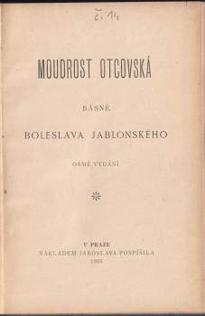 Boleslav Jablonský: Moudrost otcovská