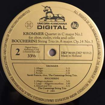 Cummings String Trio: Mozart Haydn Krommer Boccherini