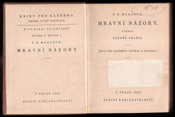 Tomáš Garrigue Masaryk: Mravní názory
