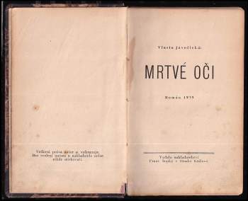 Vlasta Javořická: Mrtvé oči