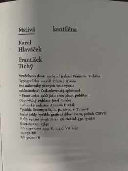 Karel Hlaváček: Mstivá kantiléna