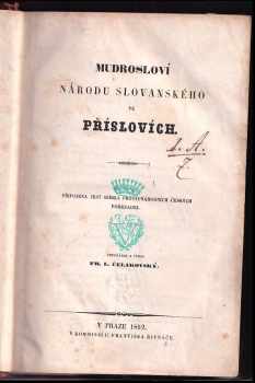 František Ladislav Čelakovský: Mudrosloví národu slovanského ve příslovích