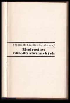 František Ladislav Čelakovský: Mudrosloví národů slovanských