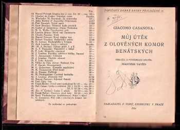 Giacomo Casanova: Můj útěk z olověných komor benátských