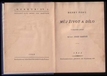 Henry Ford: Můj život a dílo