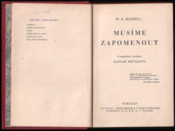 W. B Maxwell: Musíme zapomenout