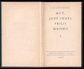G. K Chesterton: Muž, jenž věděl příliš mnoho