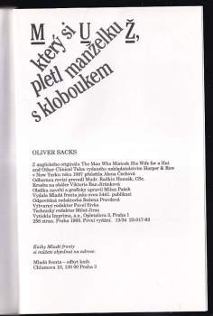 Oliver W Sacks: Muž, který si pletl manželku s kloboukem a jiné klinické povídky
