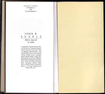 John Rogers Searle: Mysl, mozek a věda