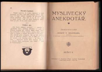 Myslivecký anekdotář NEKOMPLETNÍ ROČNÍK 1922