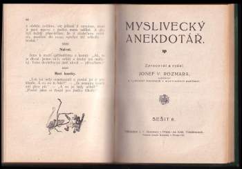 Myslivecký anekdotář NEKOMPLETNÍ ROČNÍK 1922