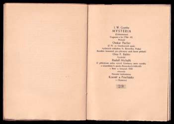 Johann Wolfgang von Goethe: Mysteria