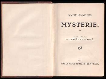 Knut Hamsun: Mysterie