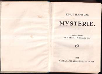 Knut Hamsun: Mysterie
