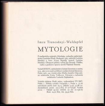 Imre Trencsényi-Waldapfel: Mytologie