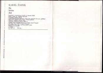 Karel Čapek: Na břehu dnů