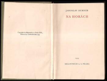Jaroslav Durych: Na horách
