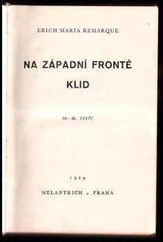 Erich Maria Remarque: Na západní frontě klid
