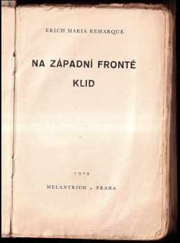 Erich Maria Remarque: Na západní frontě klid