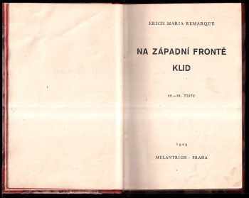 Erich Maria Remarque: Na západní frontě klid