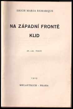 Erich Maria Remarque: Na západní frontě klid