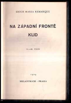Erich Maria Remarque: Na západní frontě klid