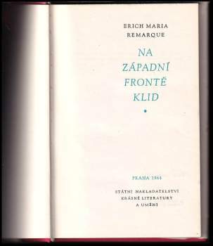 Erich Maria Remarque: Na západní frontě klid