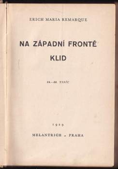 Erich Maria Remarque: Na západní frontě klid