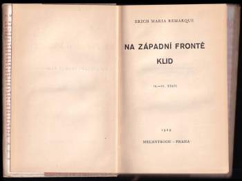 Erich Maria Remarque: Na západní frontě klid