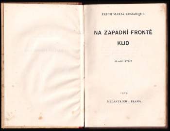 Erich Maria Remarque: Na západní frontě klid