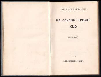 Erich Maria Remarque: Na západní frontě klid